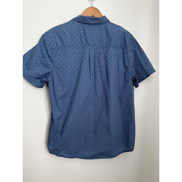 Prana 100% Organic Cotton Blue Short Sleeve Shirt Button Up Mens Large C… - Picture 3 of 6